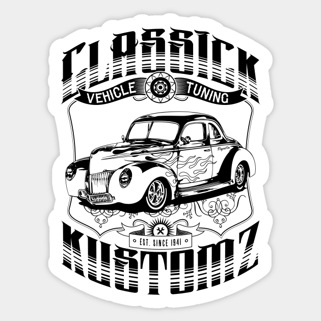 Hot Rod - Classic Kustomz (black) Sticker by GetThatCar